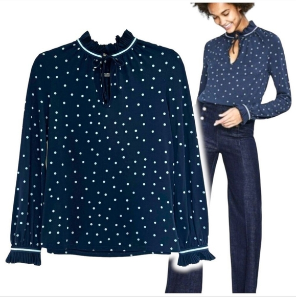 Boden Bronwyn White & Black Polka Dot Top - 8 - Picture 9 of 9